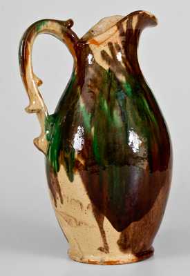 Shenandoah Valley Multi-Glazed Redware Pitcher and Bowl Set, att. J. Eberly, Strasburg