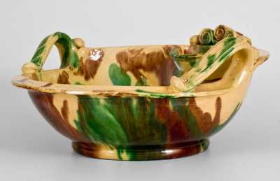 Shenandoah Valley Multi-Glazed Redware Pitcher and Bowl Set, att. J. Eberly, Strasburg