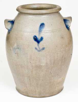 H. SMITH & Co. (Alexandria, VA) Stoneware Jar with Cobalt Floral Decoration