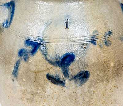 H. SMITH & Co. (Alexandria, VA) Stoneware Jar with Cobalt Floral Decoration
