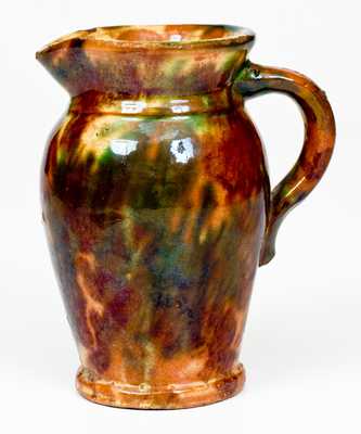 Shenandoah Valley Multi-Glazed Redware Cream Pitcher, att. to S. Bell & Sons, Strasburg