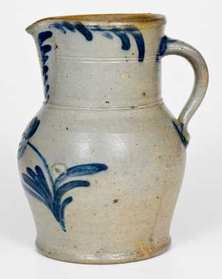 Att. S. Irvine, Newville, PA 1/2 Gal. Stoneware Pitcher with Floral Decoration