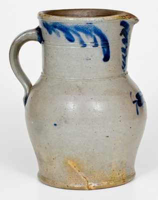 Att. S. Irvine, Newville, PA 1/2 Gal. Stoneware Pitcher with Floral Decoration