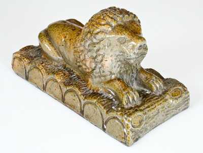 Extremely Rare "Geo E. Inmon / Beatrice, Nebraska" Stoneware Reclining Lion Figure