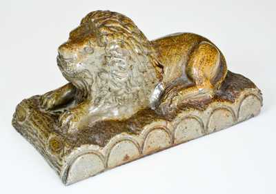 Extremely Rare "Geo E. Inmon / Beatrice, Nebraska" Stoneware Reclining Lion Figure