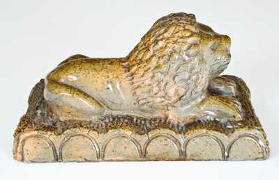 Extremely Rare "Geo E. Inmon / Beatrice, Nebraska" Stoneware Reclining Lion Figure