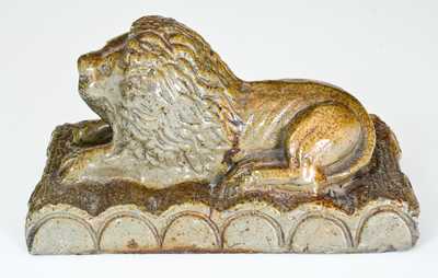 Extremely Rare "Geo E. Inmon / Beatrice, Nebraska" Stoneware Reclining Lion Figure