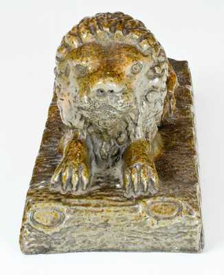 Extremely Rare "Geo E. Inmon / Beatrice, Nebraska" Stoneware Reclining Lion Figure