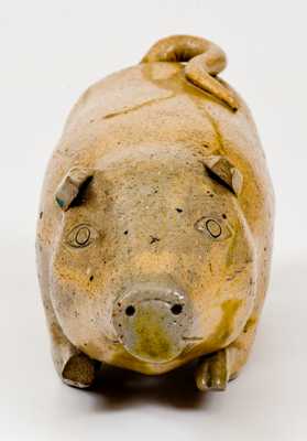 Fine Salt-Glazed Stoneware Pig Flask, Midwestern origin