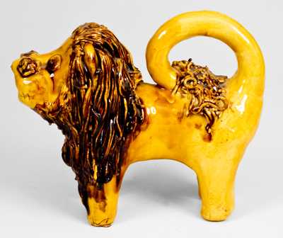 Lester Breininger / 1982 Reproduction John Bell Redware Lion Figure