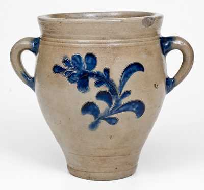 Exceptional Manhattan Vertical-Handled Stoneware Jar, probably Crolius Family, circa 1790