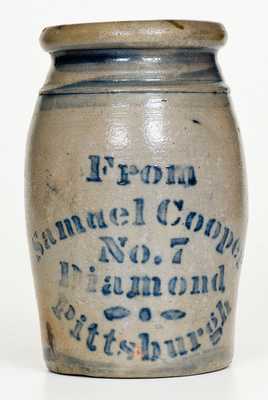 Scarce Small-Sized Samuel Cooper / No. 7 / Diamond / Pittsburgh Stoneware Canning Jar