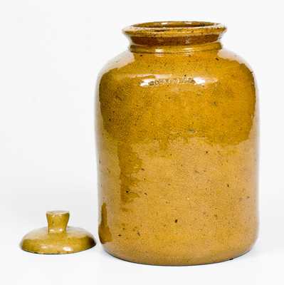 John Bell / Waynesboro, PA Yellow-Glazed Jar w/ Lid