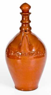 Rare Chicago Redware Ewer with Applied Name, 