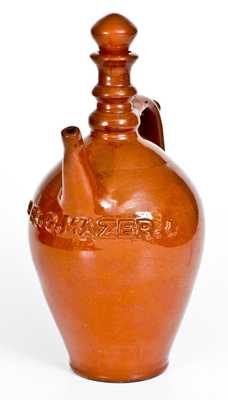 Rare Chicago Redware Ewer with Applied Name, 