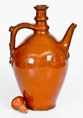 Rare Chicago Redware Ewer with Applied Name, 