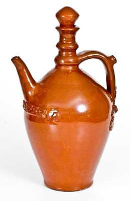Rare Chicago Redware Ewer with Applied Name, 