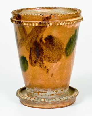 Shenandoah Valley Multi-Glazed Redware Flowerpot, att. J. Eberly, Strasburg, VA