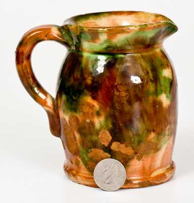 Rare Shenandoah Valley Multi-Glazed Redware Cream Pitcher