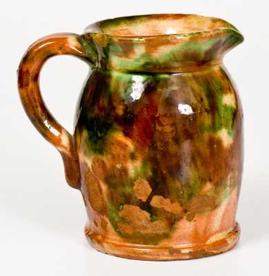 Rare Shenandoah Valley Multi-Glazed Redware Cream Pitcher