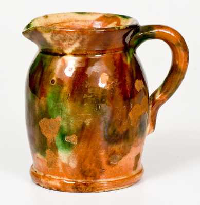 Rare Shenandoah Valley Multi-Glazed Redware Cream Pitcher