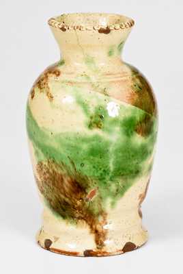 Rare Shenandoah Valley Multi-Glazed Redware Vase