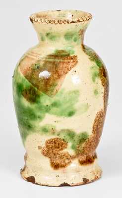 Rare Shenandoah Valley Multi-Glazed Redware Vase