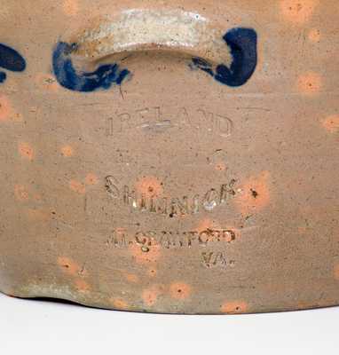 Very Rare IRELAND, DUEY, & SHINNICK / MT. CRAWFORD, VA Stoneware Bowl