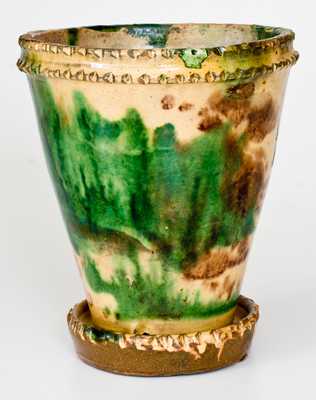 Shenandoah Valley Multi-Glazed Redware Flowerpot, Strasburg, VA