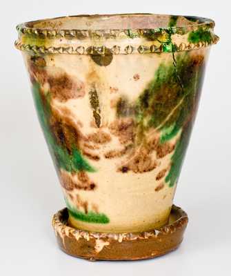 Shenandoah Valley Multi-Glazed Redware Flowerpot, Strasburg, VA