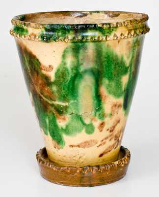 Shenandoah Valley Multi-Glazed Redware Flowerpot, Strasburg, VA
