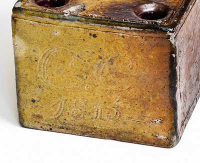 Extremely Rare and Important Crolius Family Stoneware Inkwell, Manhattan, NY, 1815
