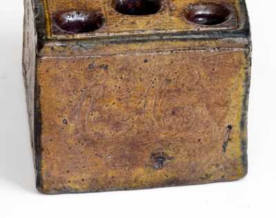 Extremely Rare and Important Crolius Family Stoneware Inkwell, Manhattan, NY, 1815