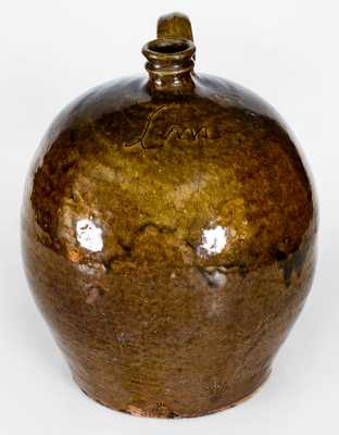 Dave, Stony Bluff Manufactory, Edgefield District, SC Stoneware Jug, Incised "Lm"