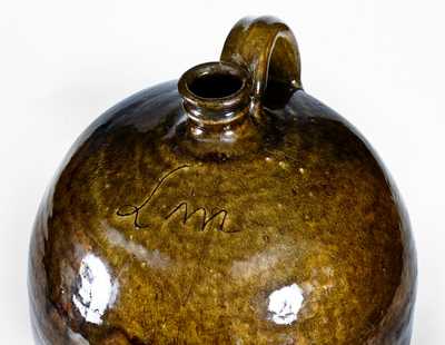 Dave, Stony Bluff Manufactory, Edgefield District, SC Stoneware Jug, Incised "Lm"