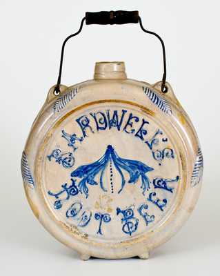 BARDWELL'S / ROOT BEER Stoneware Canteen, Whites Pottery, Utica, NY, late 19th century