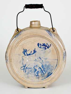 BARDWELL'S / ROOT BEER Stoneware Canteen, Whites Pottery, Utica, NY, late 19th century