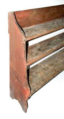 Rare and Fine Painted Pine Bucket Bench, American, early 19th century