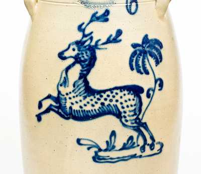 Rare J. BURGER, JR. / ROCHESTER, N.Y. Six-Gallon Stoneware Leaping Deer Churn