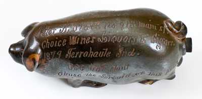 Rare Anna Pottery Pig Bottle with Terre Haute, IN Advertising