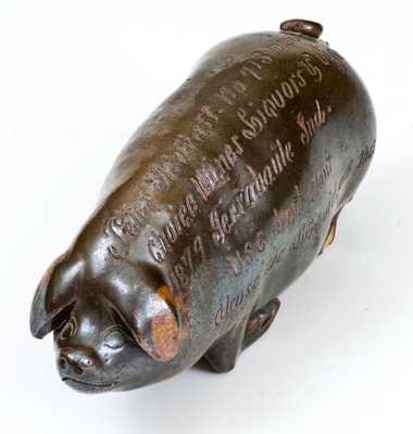 Rare Anna Pottery Pig Bottle with Terre Haute, IN Advertising