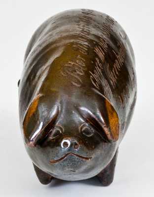 Rare Anna Pottery Pig Bottle with Terre Haute, IN Advertising