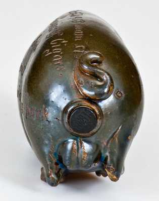 Rare Anna Pottery Pig Bottle with Terre Haute, IN Advertising