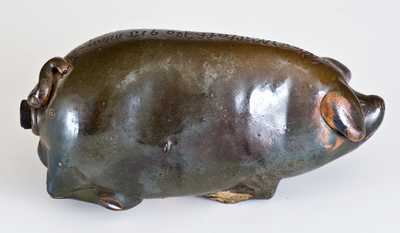 Rare Anna Pottery Pig Bottle with Terre Haute, IN Advertising