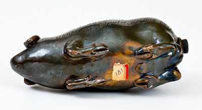 Rare Anna Pottery Pig Bottle with Terre Haute, IN Advertising