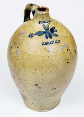 Fine P. CROSS / HARTFORD, CT 2 Gal. Stoneware Jug with Incised Decoration