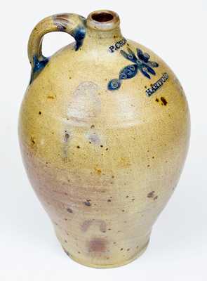 Fine P. CROSS / HARTFORD, CT 2 Gal. Stoneware Jug with Incised Decoration