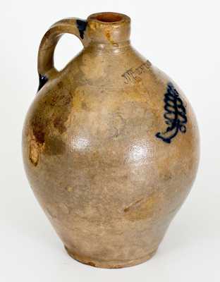 Scarce J FENTON (Dorset, VT c1805) Stoneware Jug with Slip-Trailed Leaf Decoration