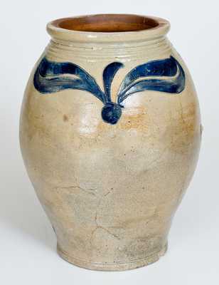 Very Fine Crolius Family Stoneware Jar w/ Incised Decoration, Manhattan, circa 1790