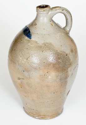 Fine New England Stoneware Jug w/ Impressed Fish Decoration